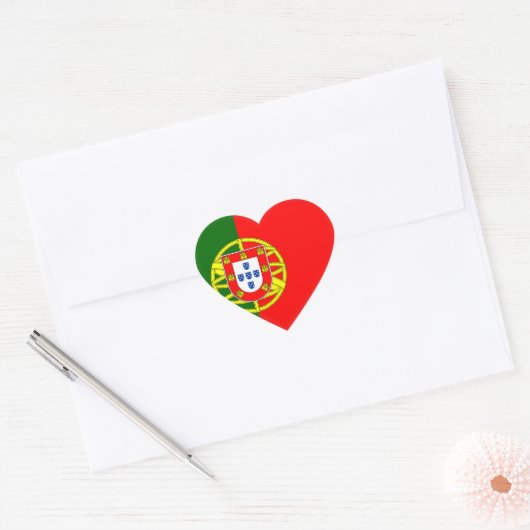 Portugese vlag hart sticker (Envelop)