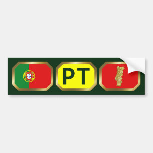 Portugese Vlag Landkaart Code Bumpersticker