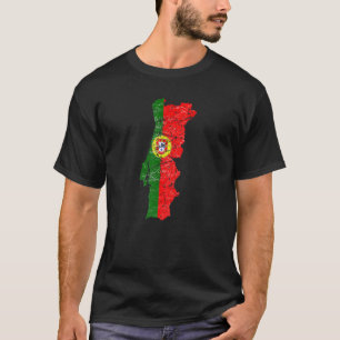 Portugese vlag met Portugese kaart met noodonderdr T-shirt