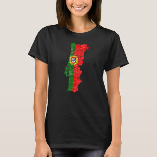 Portugese vlag met Portugese kaart met noodonderdr T-shirt