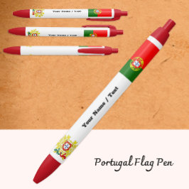 Portugese Vlag Pen, Portugal / Promotioneel Zwarte Inkt Pen