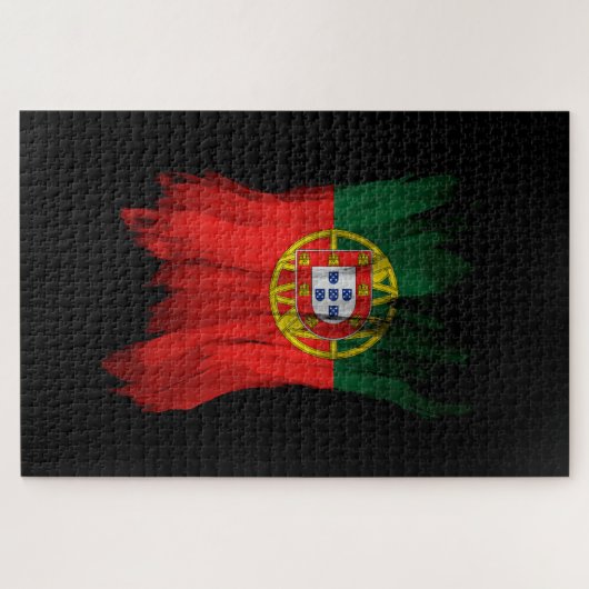 Portugese vlag, penseelstreek, nationale vlag legpuzzel (Horizontaal)