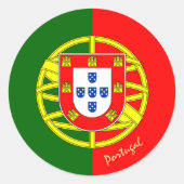 Portugese vlag & Portugal mode sticker/sport Ronde Sticker (Voorkant)