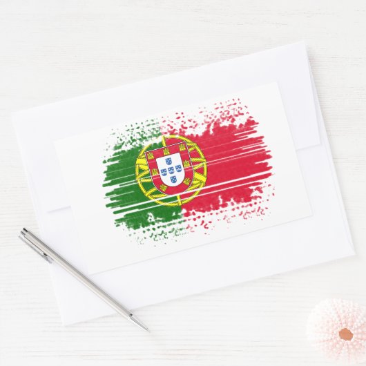 Portugese vlag rechthoekige sticker (Envelop)