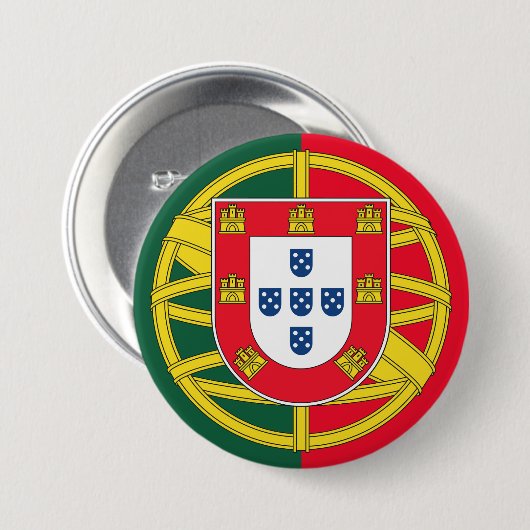 Portugese vlag ronde button 7,6 cm (Voorkant /achterkant)