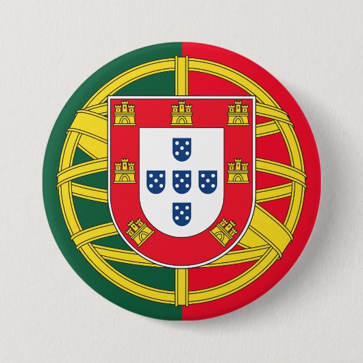Portugese vlag ronde button 7,6 cm (Voorkant)