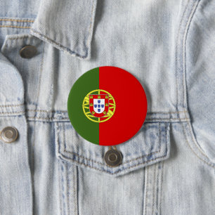 Portugese vlag ronde button 7,6 cm