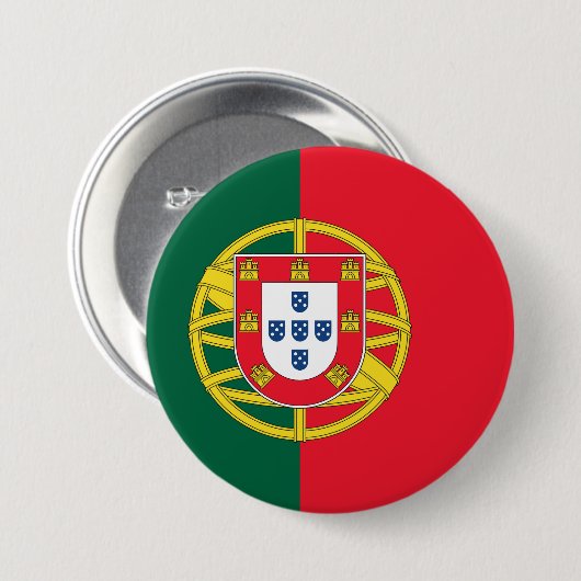 Portugese vlag ronde button 7,6 cm (Voorkant /achterkant)