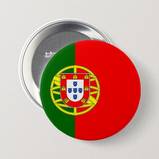 Portugese vlag ronde button 7,6 cm (Voorkant /achterkant)