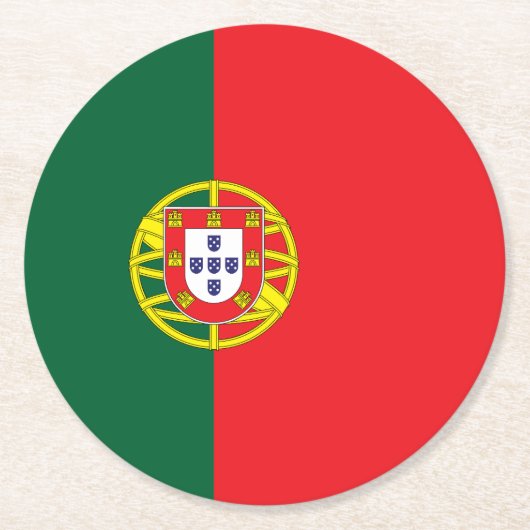 Portugese vlag ronde kartonnen onderzetter (Voorkant)