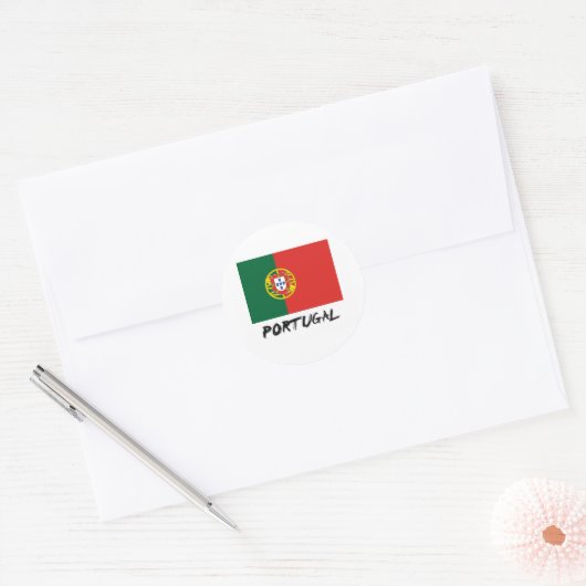 Portugese vlag ronde sticker (Envelop)