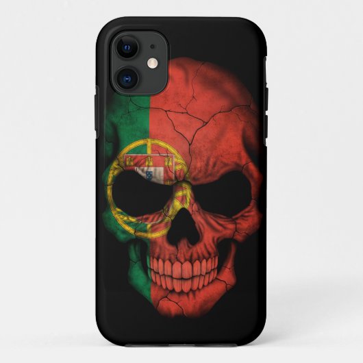 Portugese vlag schedel op zwart Case-Mate iPhone case (Achterkant)