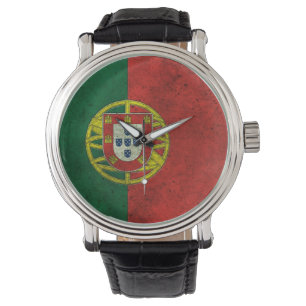 Portugese vlag verouderd staal effect horloge