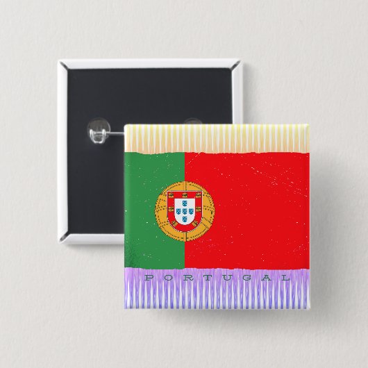 Portugese vlag vierkante button 5,1 cm (Voorkant /achterkant)