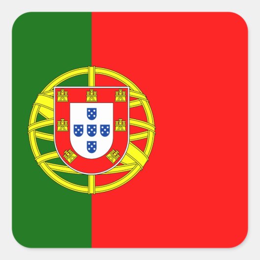 Portugese vlag vierkante sticker (Voorkant)