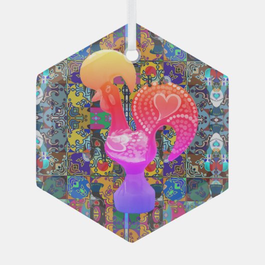 Portugese volkskunst glas ornament (Voorkant)