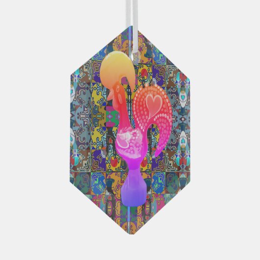 Portugese volkskunst glas ornament (Voorkant Rechts)