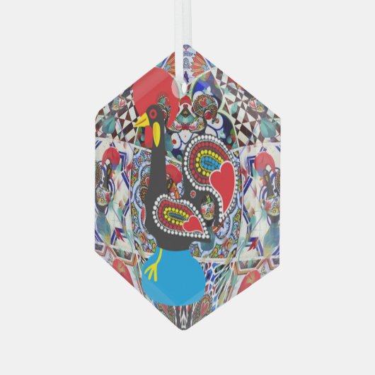 Portugese volkskunst glas ornament (Voorkant links)