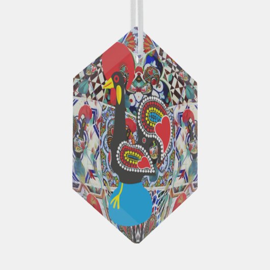 Portugese volkskunst glas ornament (Voorkant Rechts)