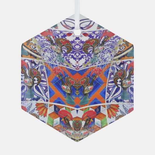 Portugese volkskunst glas ornament (Voorkant)