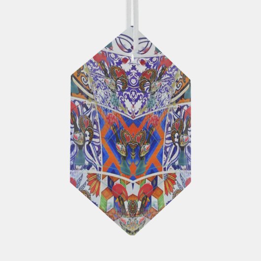 Portugese volkskunst glas ornament (Voorkant Rechts)