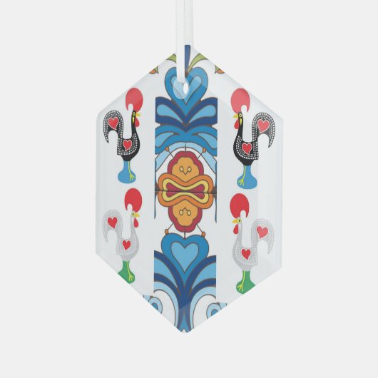 Portugese volkskunst glas ornament (Voorkant links)