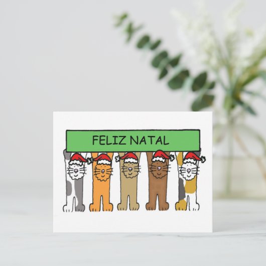 Portugese Vrolijke Kerstmis Feestdagenkaart (Staand voorkant)