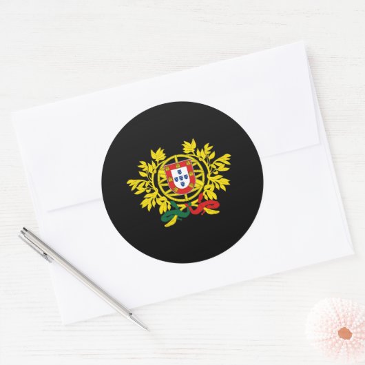 Portugese wapenschild ronde sticker (Envelop)