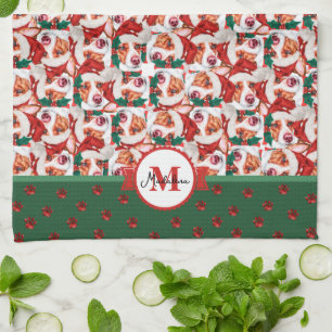 Portugese Warren Hound Monogram Kersthond Theedoek
