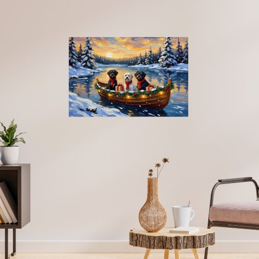 Portugese Water Dog Kerstboot Vakantie Poster (Woonkamer 3)