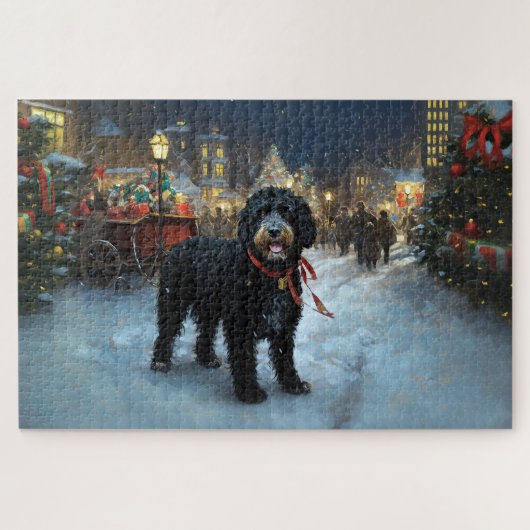Portugese Waterdog Kerst Feestelijke Periode Legpuzzel (Horizontaal)