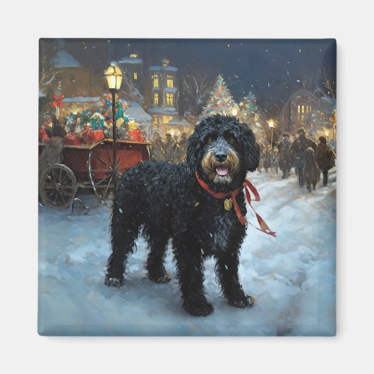 Portugese Waterdog Kerst Feestelijke Periode Magneet (Voorkant)