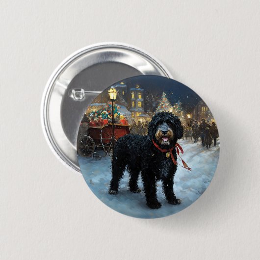 Portugese Waterdog Kerst Feestelijke Periode Ronde Button 5,7 Cm (Voorkant /achterkant)