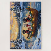 Portugese Waterdog Kerstboot Vakantie Legpuzzel (Verticaal)