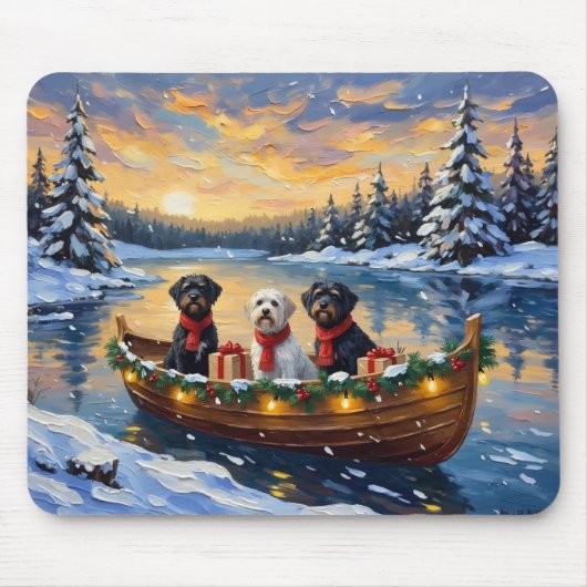 Portugese Waterdog Kerstboot Vakantie Muismat (Voorkant)