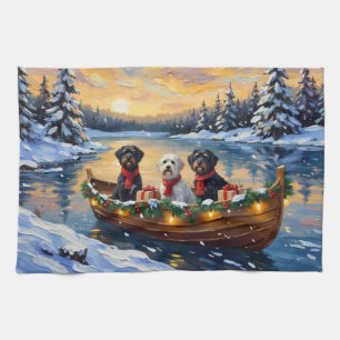 Portugese Waterdog Kerstboot Vakantie Theedoek