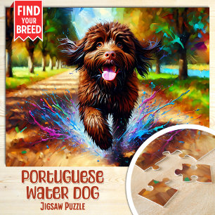 Portugese Waterdog Portret Acryl Kunstprint Legpuzzel