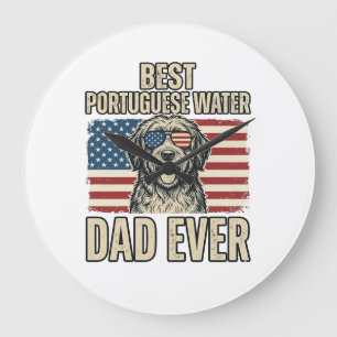 Portugese Waterdog Vader Patriottisch Vintage Grote Klok