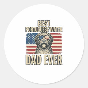 Portugese Waterdog Vader Patriottisch Vintage Ronde Sticker