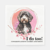 Portugese waterhond bruiloft servetten met foto (Voorkant)