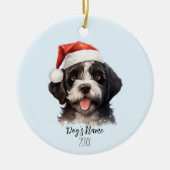 Portugese waterhond gepersonaliseerde kerst keramisch ornament (Voorkant)
