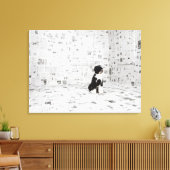 Portugese waterhond in een ruimte die onder de ric canvas afdruk (Insitu (Woonkamer))