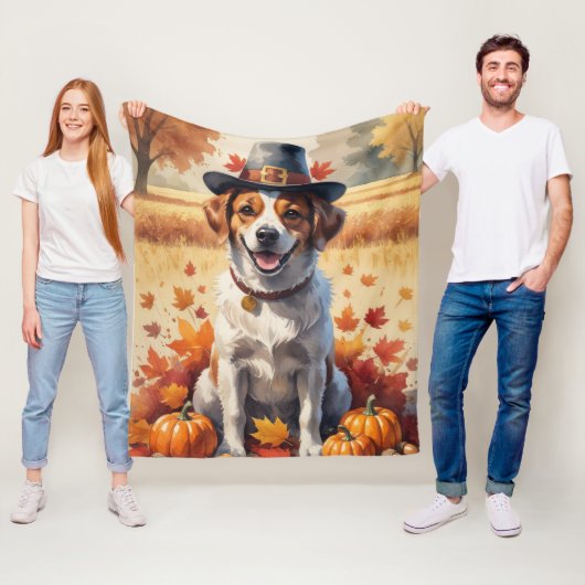 Portugese waterhond in het najaar verlaat Thanksgi Fleece Deken (In situ)