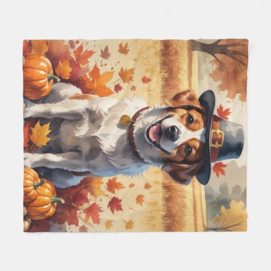 Portugese waterhond in het najaar verlaat Thanksgi Fleece Deken (Voorkant (Horizontaal))
