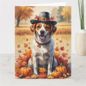 Portugese waterhond in het najaar verlaat Thanksgi Kaart (Voorkant)