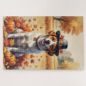 Portugese waterhond in het najaar verlaat Thanksgi Legpuzzel (Horizontaal)