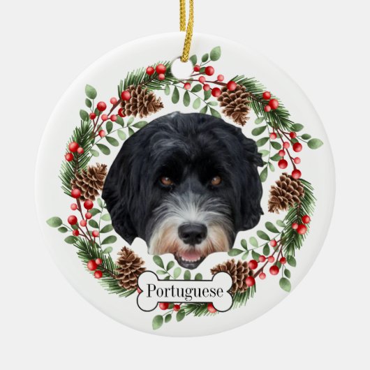 portugese waterhond keramisch ornament (Voorkant)