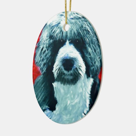 Portugese waterhond keramisch ornament (Links)