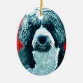 Portugese waterhond keramisch ornament (Voorkant)