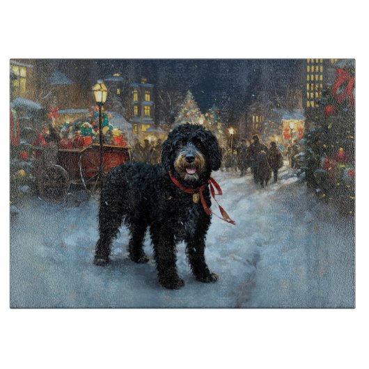 Portugese Waterhond Kerst Feestelijke Periode Snijplank (Voorkant)